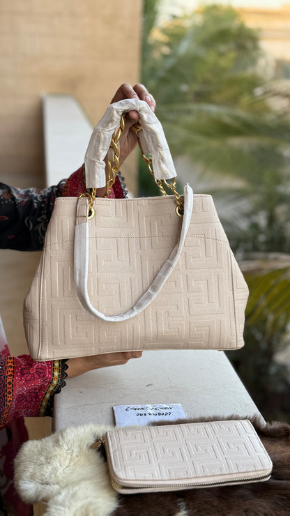 BALMAIN medium Tote With Balmain clutch.