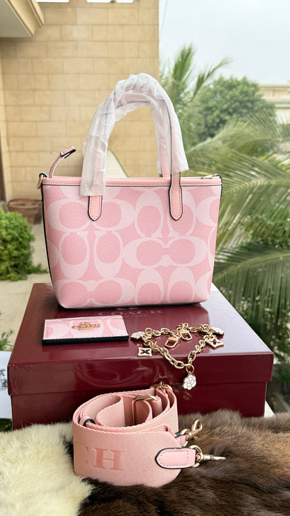 Coach City Mini Tote Bag-With Wallet & Charm Chain-Box Included-Master Plus Series.