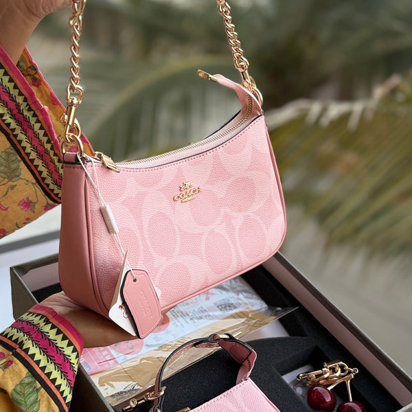 Coach Teri Hobo Complete Set With Box,Micro Bag & Cherry Charm-Master Plus