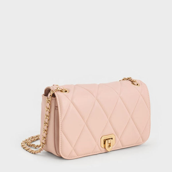 Charles & Keith Arwen Diamond-Quilt Braided-Strap Shoulder Bag-Master Series