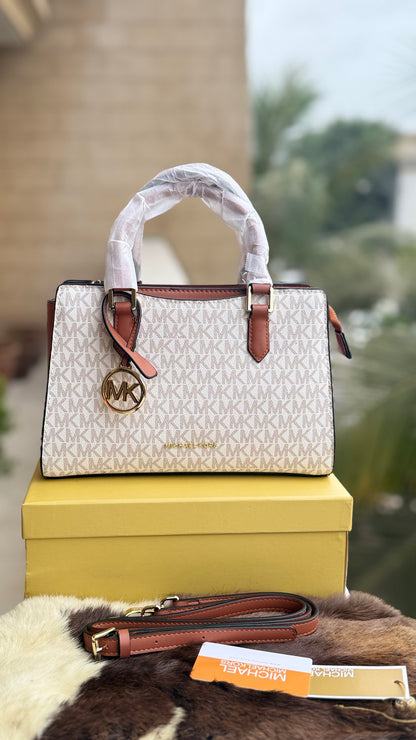 Michael Kors Laila Signature Monogram Hand bag With box.