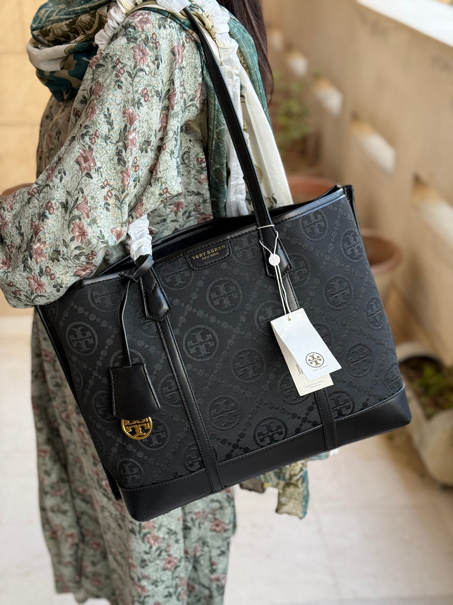 .Tory Burch Perry Monogram Tote Bag!