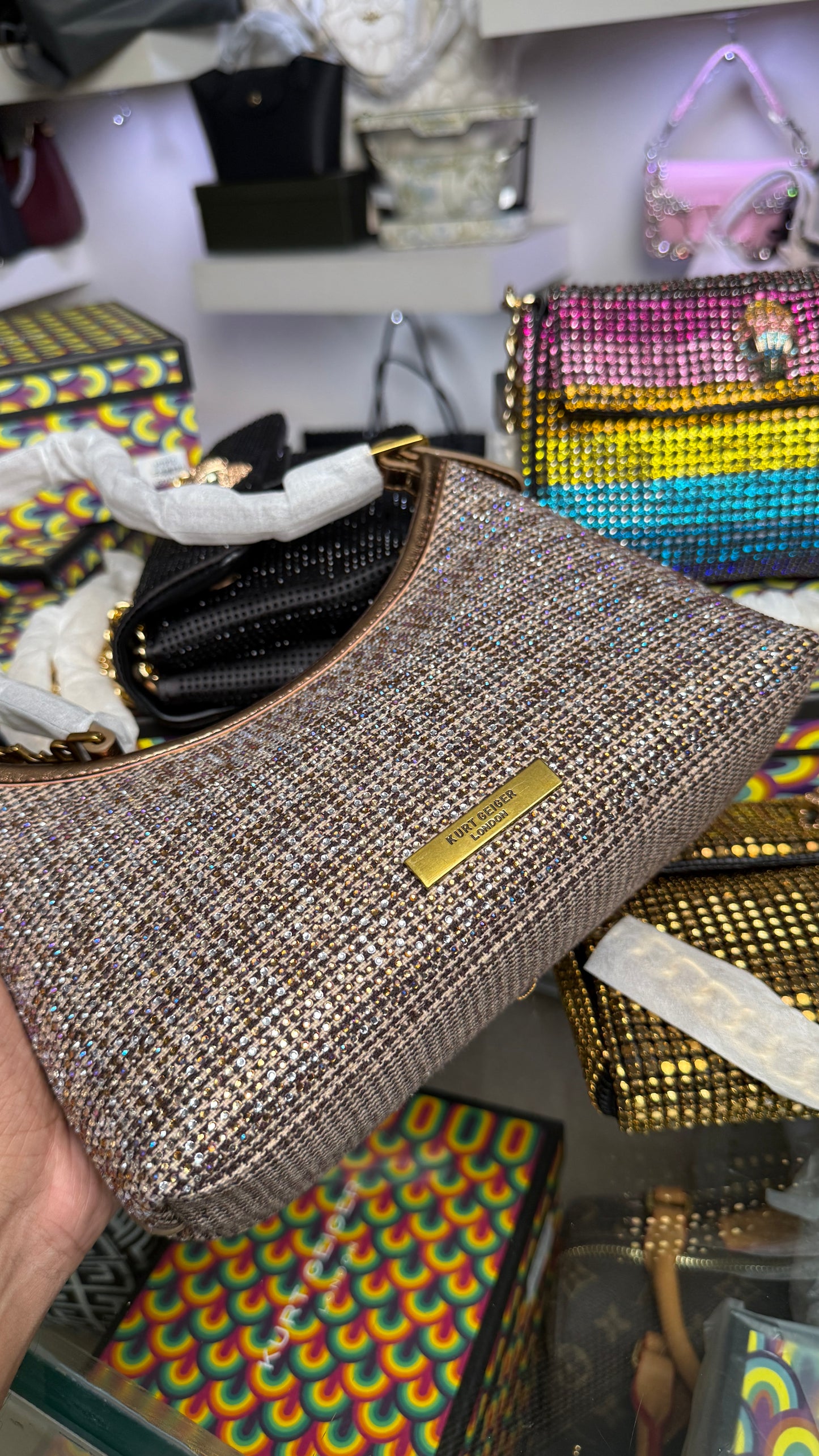 Kurt Geiger London crystal-embellished Shoulder Bag-With box