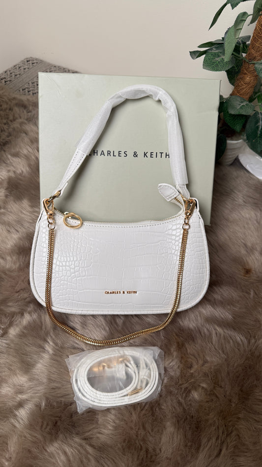 Charles & Keith Elspeth Croc-Effect Chain-Link Shoulder Bag