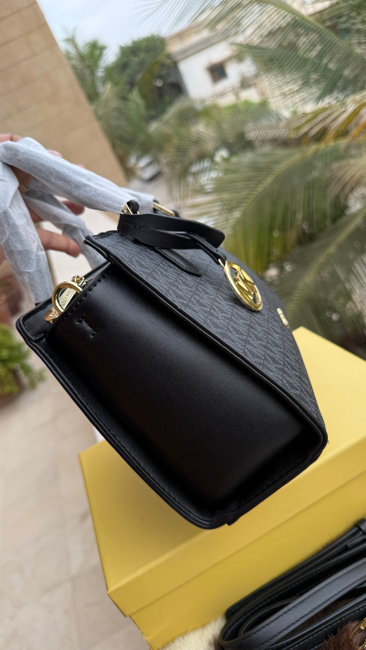 Michael Kors Laila Signature Monogram Hand bag With box.