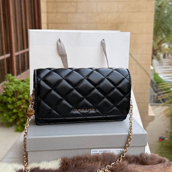 Charles & Keith Arrietty Quilted Wallet on Chain-With Box-Paper Bag