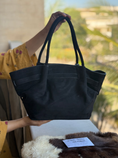 JW PEI Hana Medium Suede Tote Bag in black