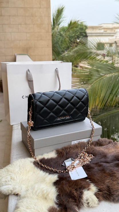 Charles & Keith Arrietty Quilted Wallet on Chain-With Box-Paper Bag