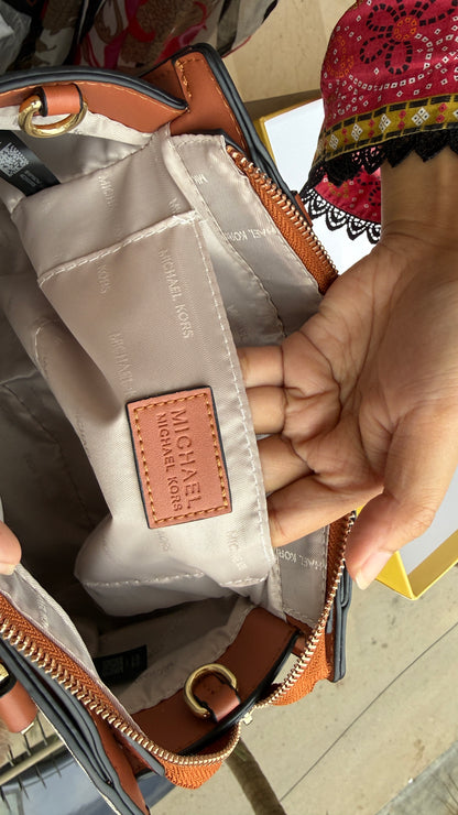 Michael Kors Laila Signature Monogram Hand bag With box.