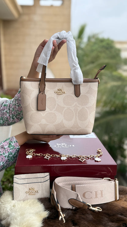 Coach City Mini Tote Bag-With Wallet & Charm Chain-Box Included-Master Plus Series.
