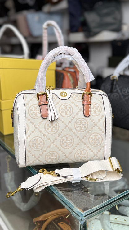 Tory Burch Petite T Monogram Jacquard Barrel Bag-Master Series.
