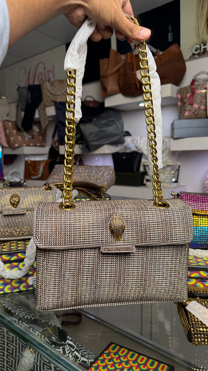 Kurt Geiger London Large Kensington houndstooth tote bag With Box.