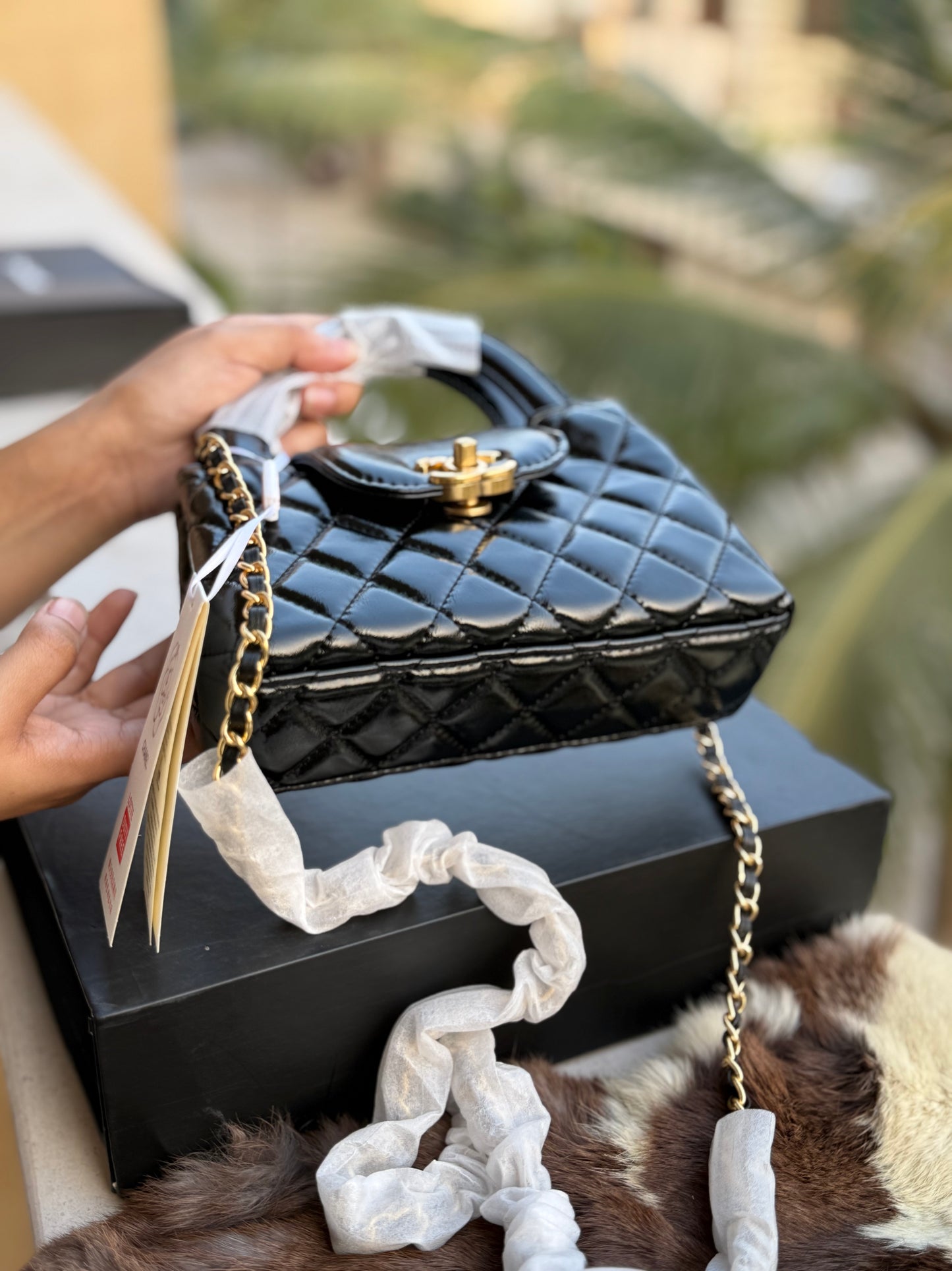 Chanel Kelly Small in Black Shinny Calf Skin-AAA Quality-Folding Box