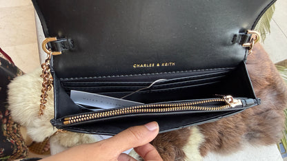 Charles & Keith Arrietty Quilted Wallet on Chain-With Box-Paper Bag
