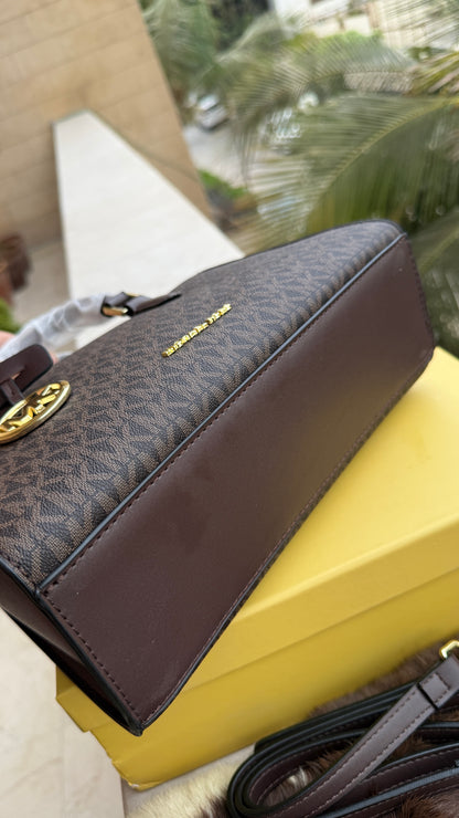 Michael Kors Laila Signature Monogram Hand bag With box.