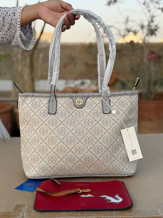 Tory Burch T Monogram Cloud Zip Tote Bag-Master Plus Series
