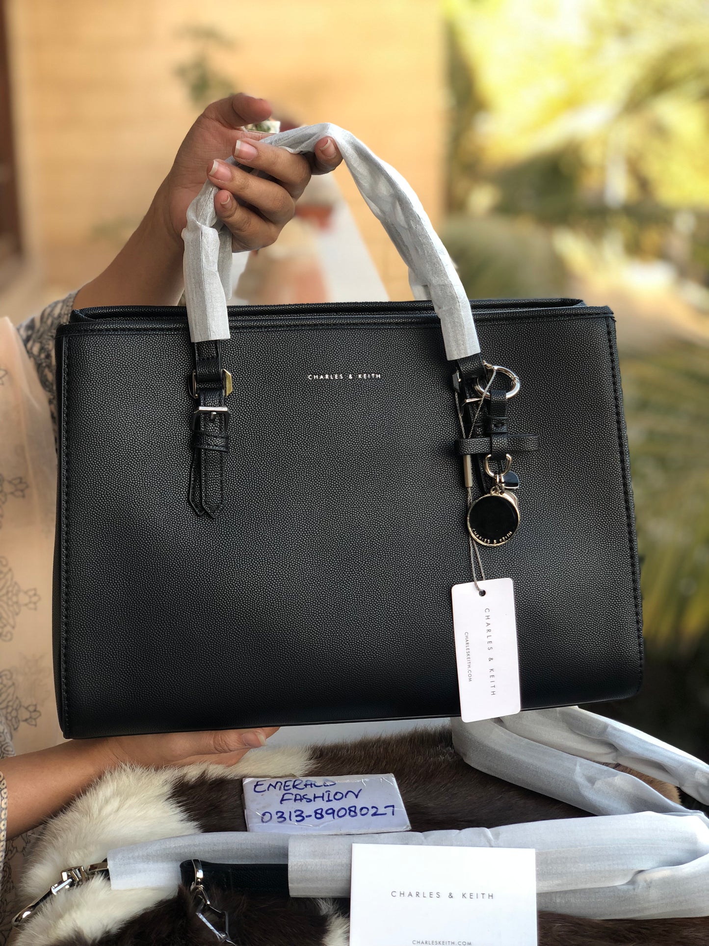 C & K Bow Detail Tote Bag