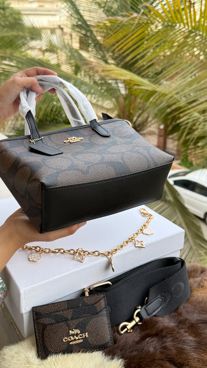 Coach City Mini Tote Bag-With Wallet & Charm Chain-Box Included-Master Plus Series.