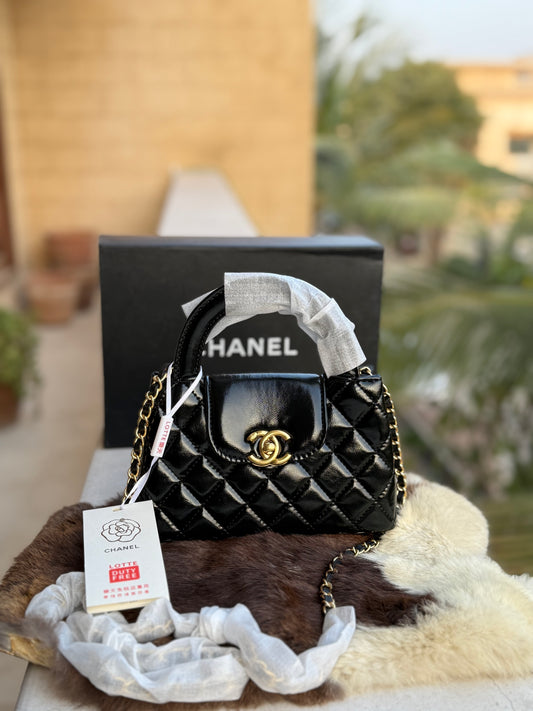 Chanel Kelly Small in Black Shinny Calf Skin-AAA Quality-Folding Box