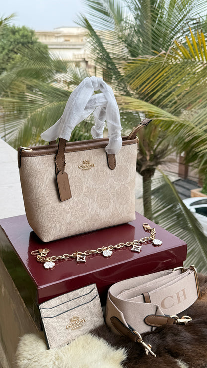 Coach City Mini Tote Bag-With Wallet & Charm Chain-Box Included-Master Plus Series.
