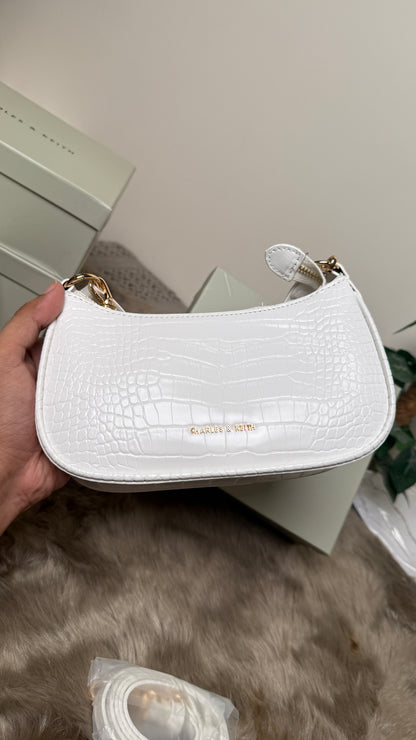 Charles & Keith Elspeth Croc-Effect Chain-Link Shoulder Bag