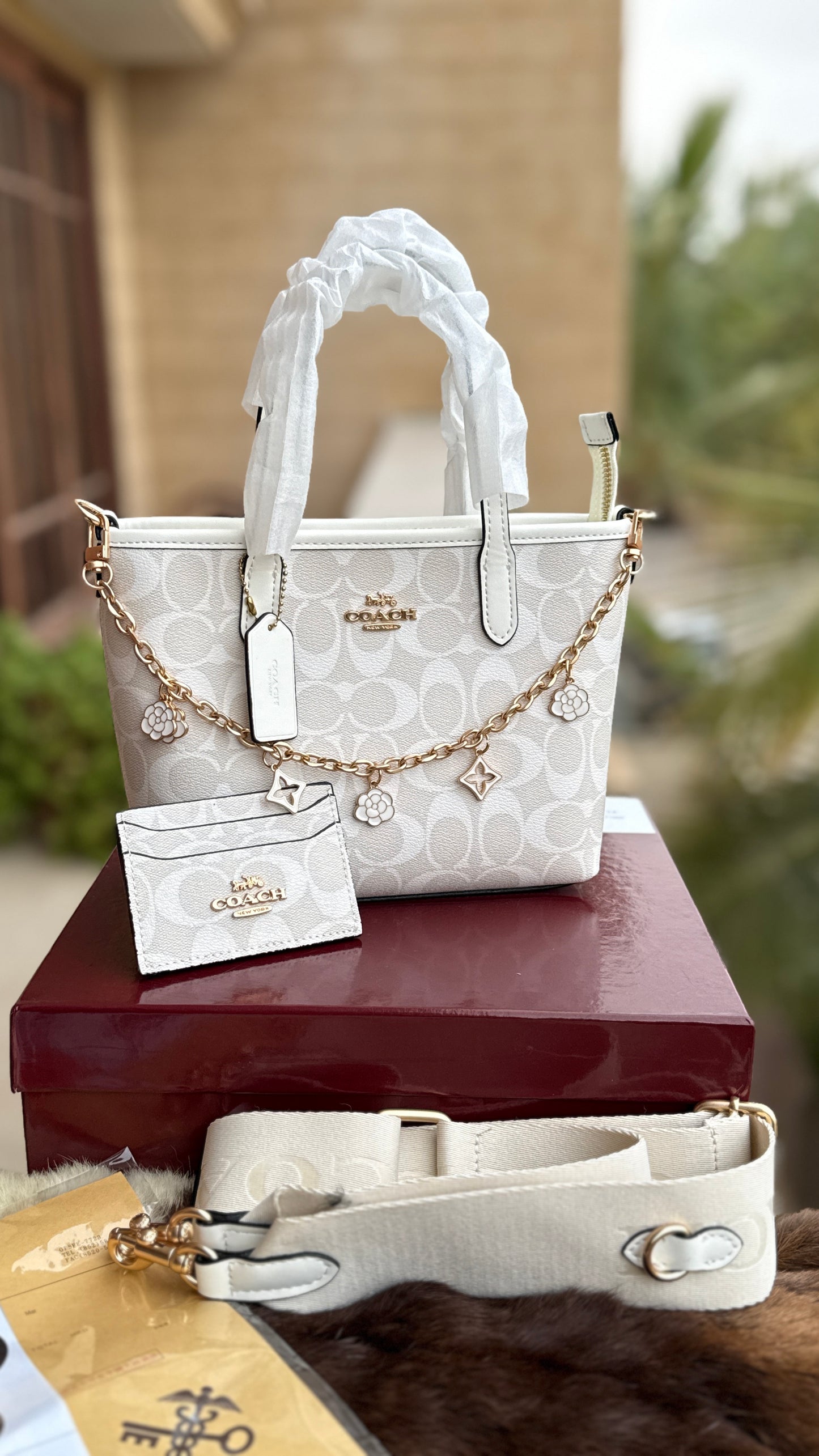 Coach City Mini Tote Bag-With Wallet & Charm Chain-Box Included-Master Plus Series.