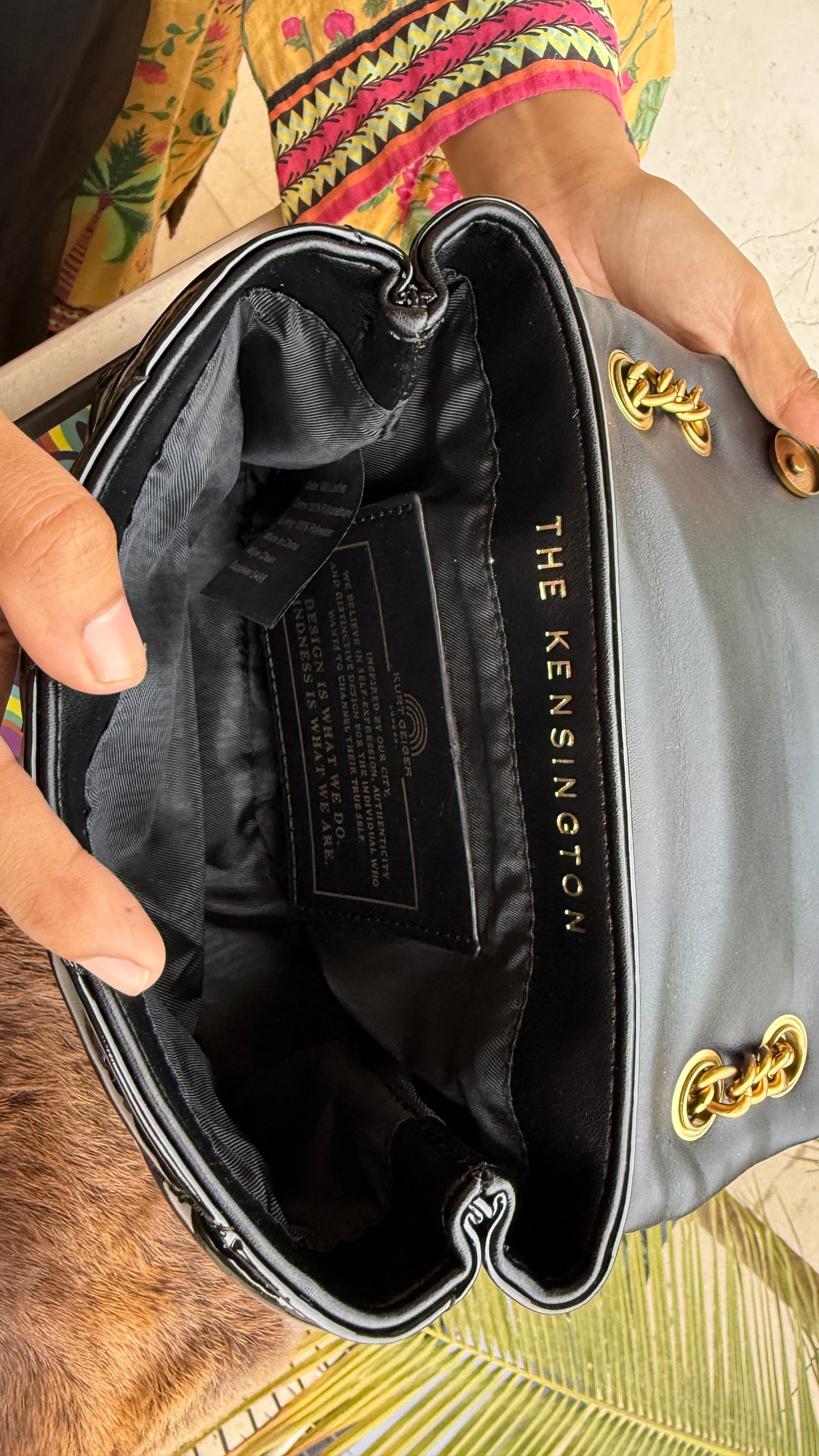 Kurt Geiger Kensington shoulder bag featuring quilted black patent leather and a signature eagle head embellished with crystals-Master Series With Box