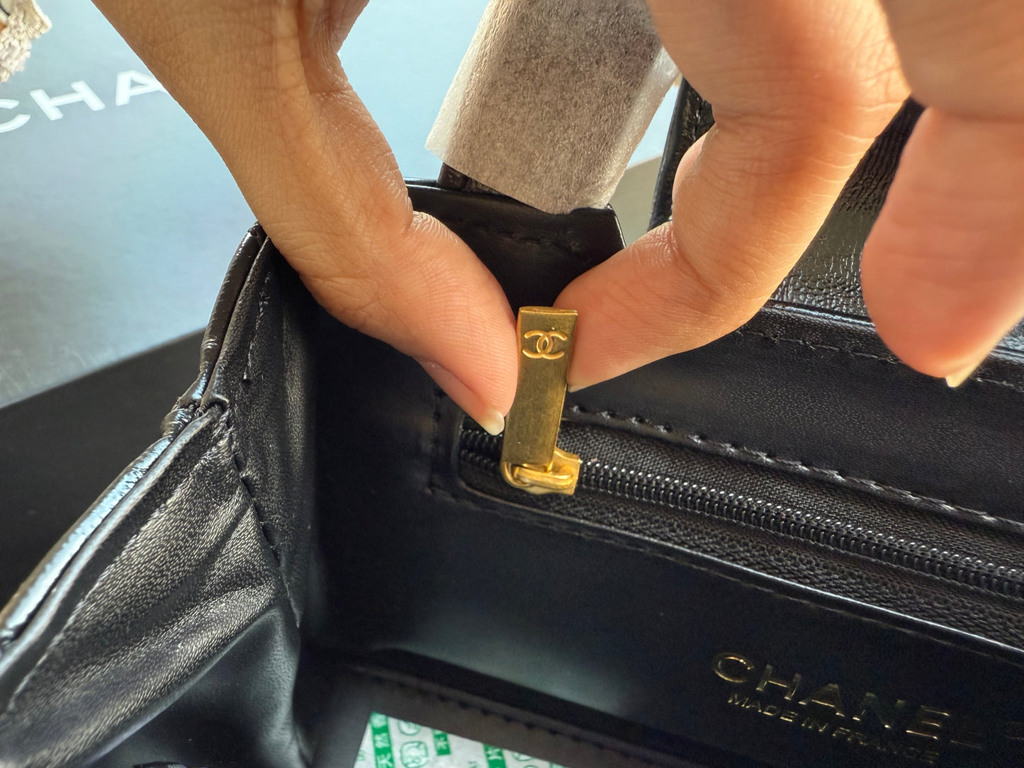 Chanel Kelly Small in Black Shinny Calf Skin-AAA Quality-Folding Box