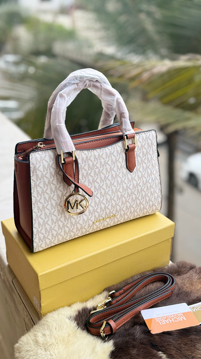 Michael Kors Laila Signature Monogram Hand bag With box.