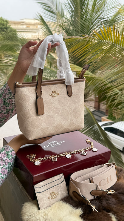 Coach City Mini Tote Bag-With Wallet & Charm Chain-Box Included-Master Plus Series.