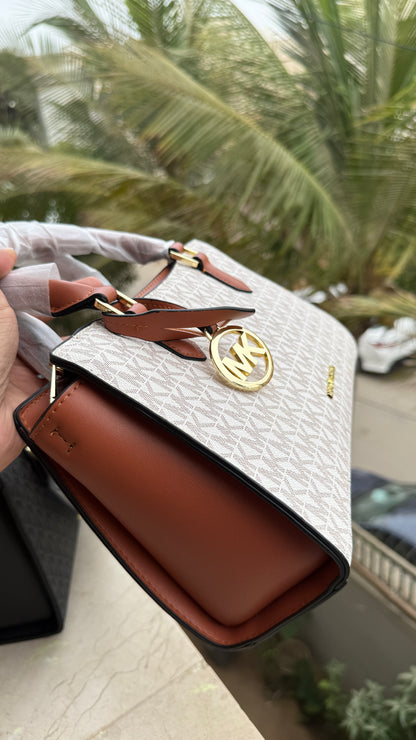 Michael Kors Laila Signature Monogram Hand bag With box.