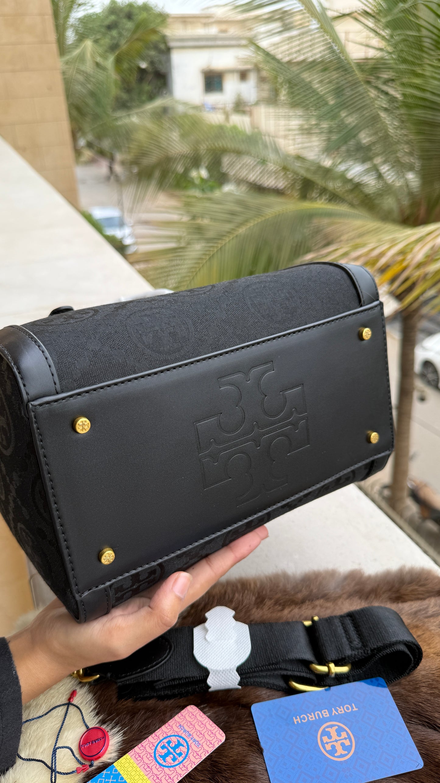 Tory Burch Petite T Monogram Jacquard Barrel Bag-Master Series.
