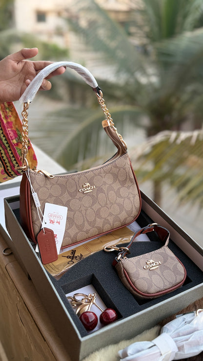 Coach Teri Hobo Complete Set With Box,Micro Bag & Cherry Charm-Master Plus