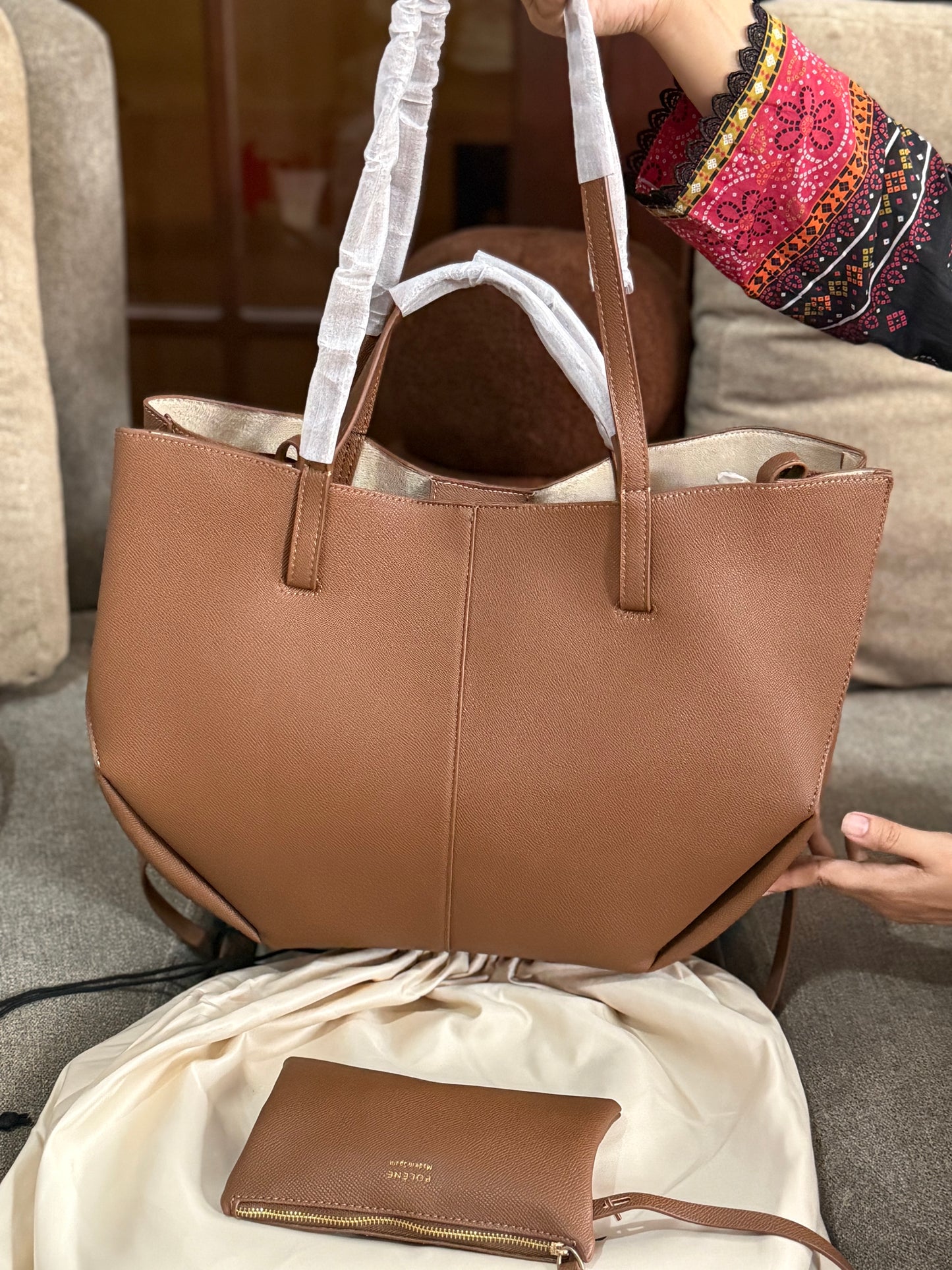 Pólene Cyme Textured edition tote Bag! AAA TOP QUALITY With Folding Box