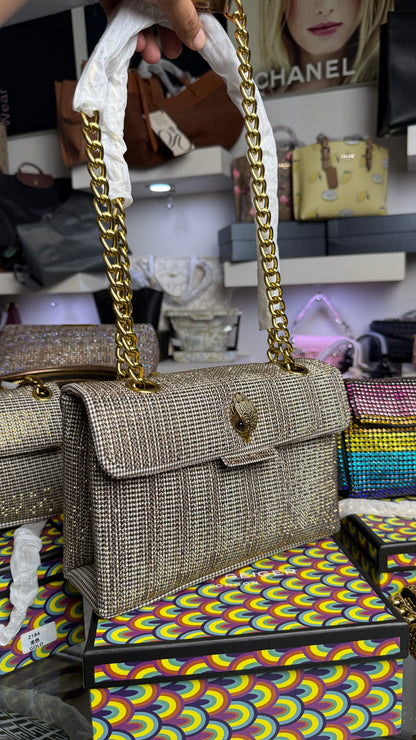 Kurt Geiger London Large Kensington houndstooth tote bag With Box.