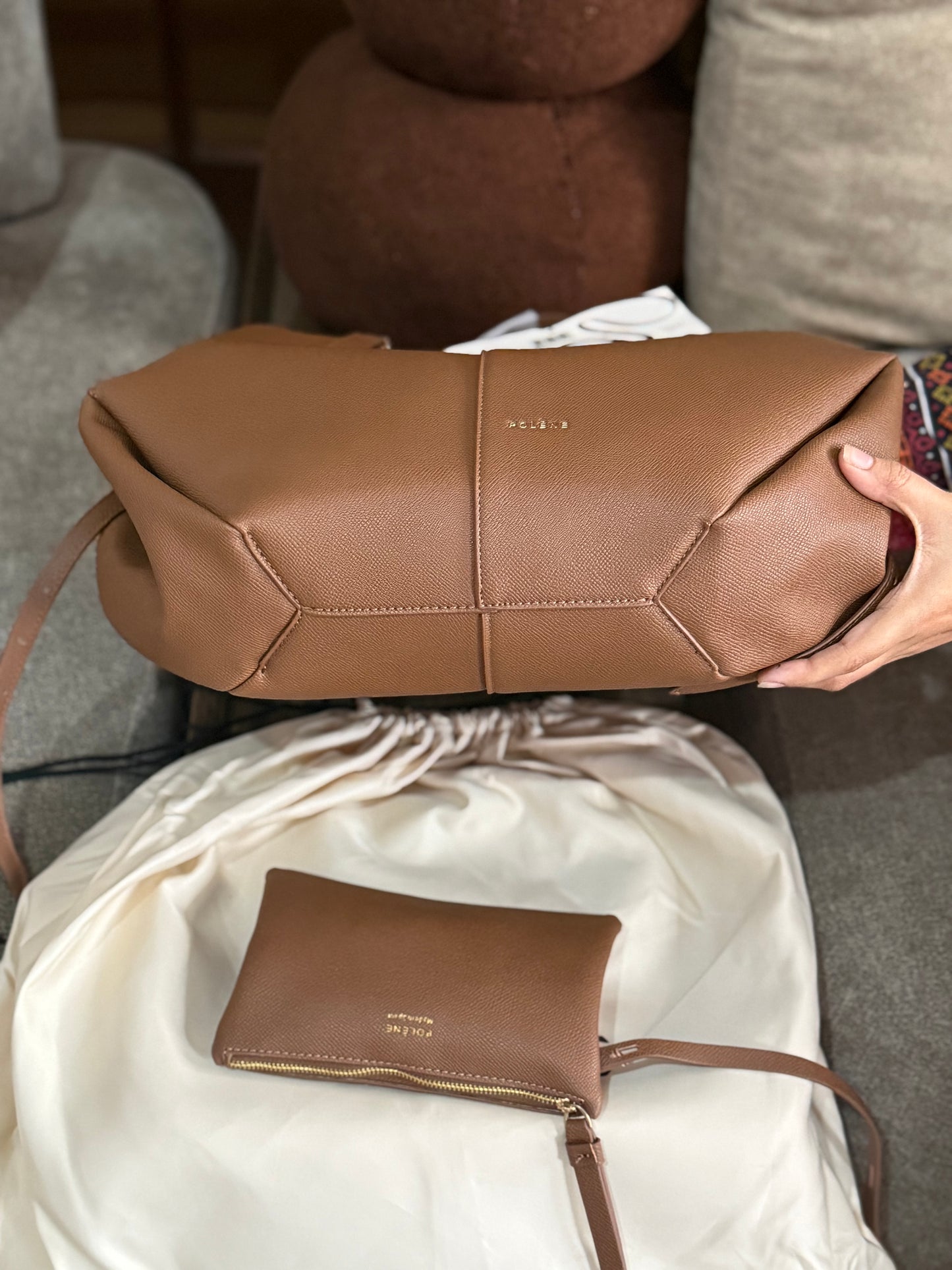 Pólene Cyme Textured edition tote Bag! AAA TOP QUALITY With Folding Box
