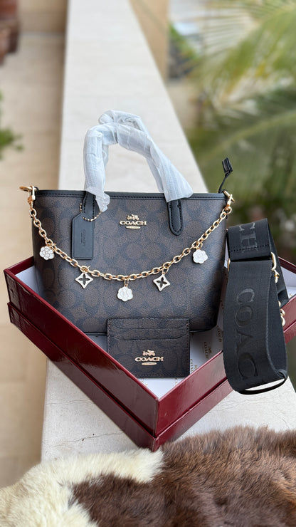Coach City Mini Tote Bag-With Wallet & Charm Chain-Box Included-Master Plus Series.
