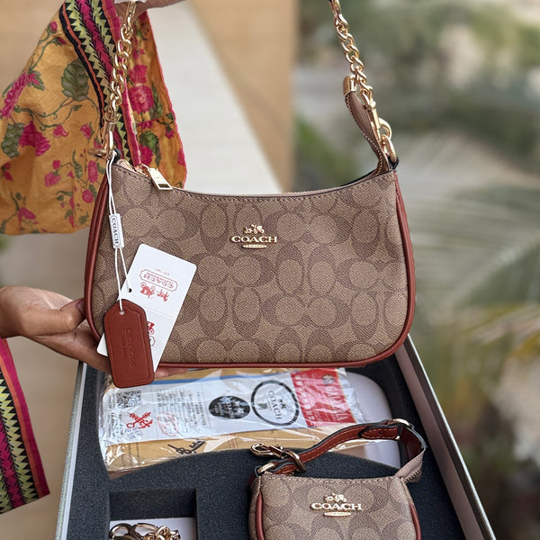 Coach Teri Hobo Complete Set With Box,Micro Bag & Cherry Charm-Master Plus