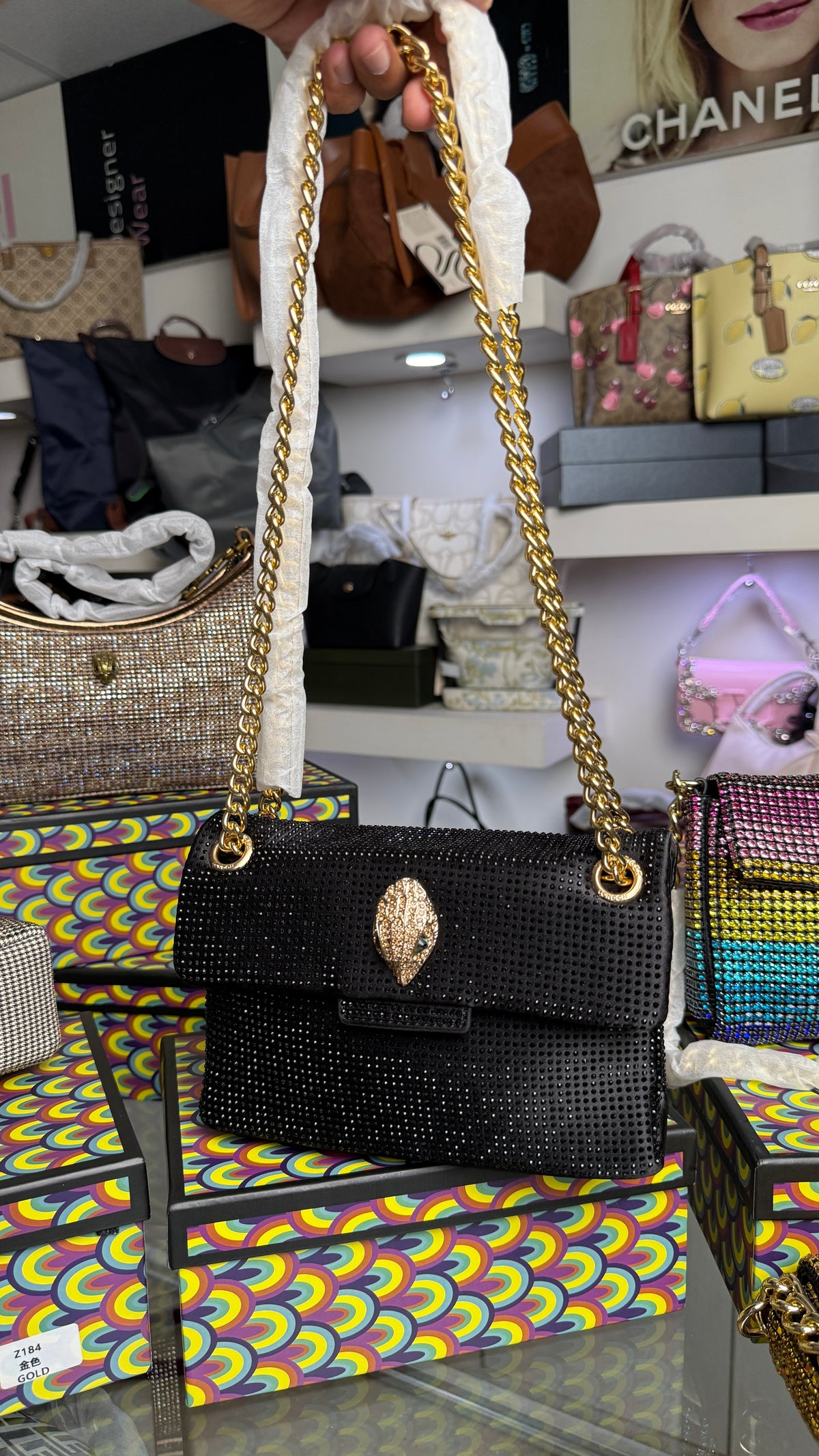 Kurt Geiger London Mini Kensington houndstooth tote bag with box