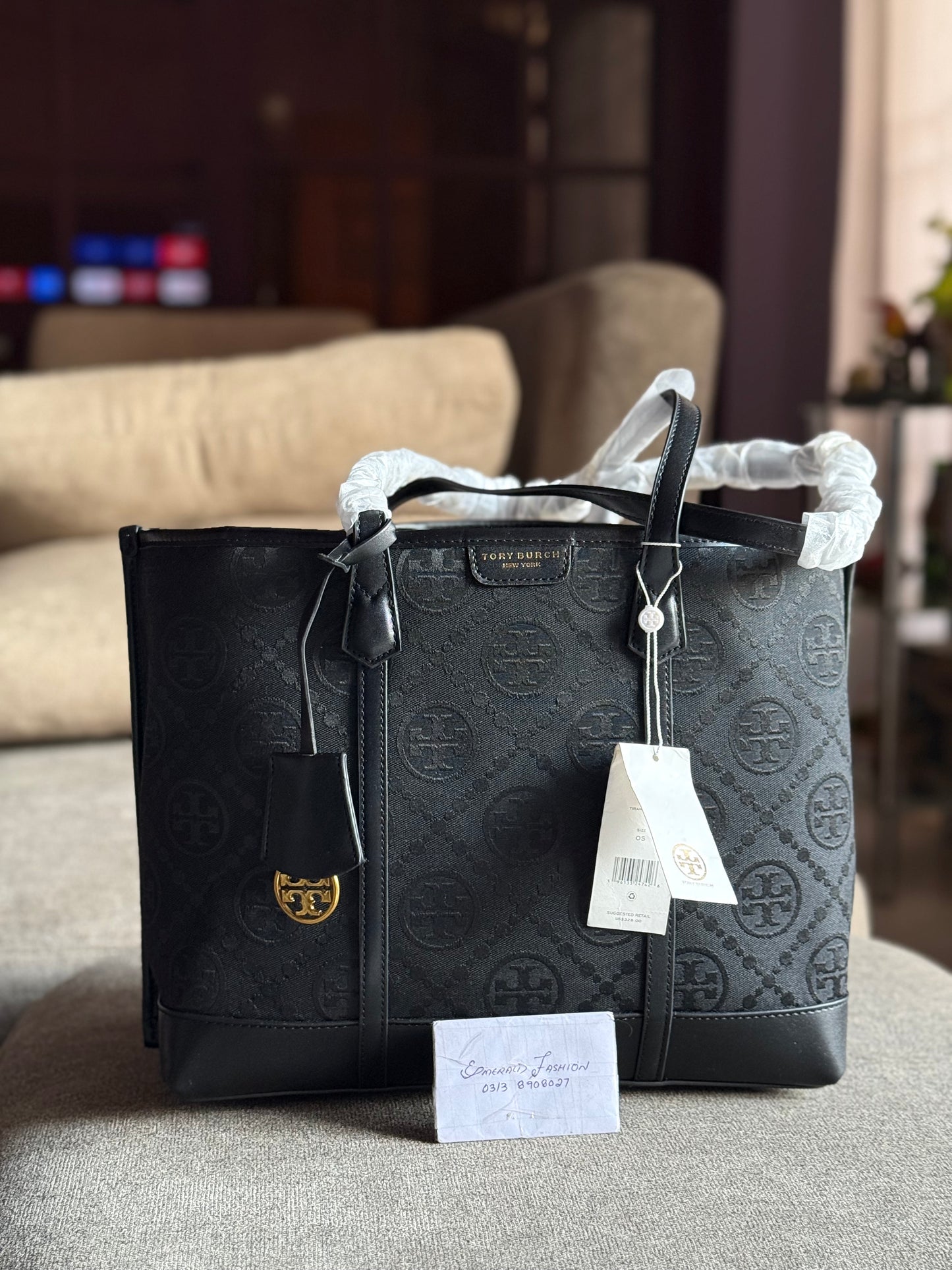 .Tory Burch Perry Monogram Tote Bag!