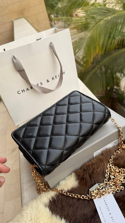 Charles & Keith Arrietty Quilted Wallet on Chain-With Box-Paper Bag