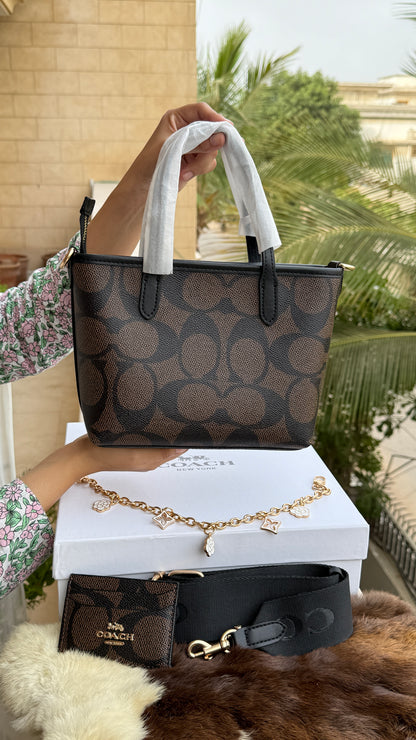 Coach City Mini Tote Bag-With Wallet & Charm Chain-Box Included-Master Plus Series.