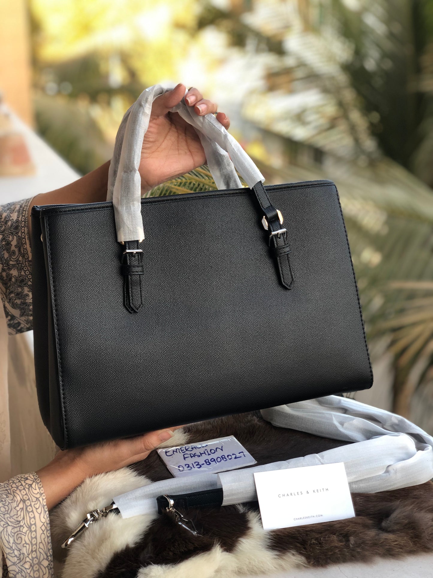 C & K Bow Detail Tote Bag