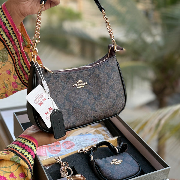 Coach Teri Hobo Complete Set With Box,Micro Bag & Cherry Charm-Master Plus