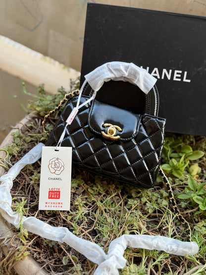 Chanel Kelly Small in Black Shinny Calf Skin-AAA Quality-Folding Box