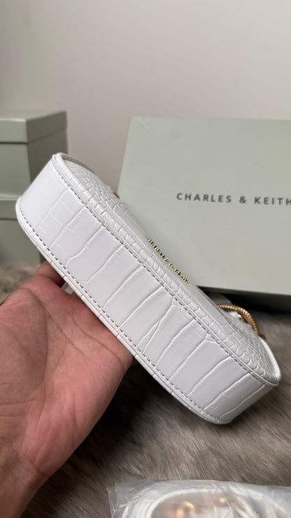 Charles & Keith Elspeth Croc-Effect Chain-Link Shoulder Bag