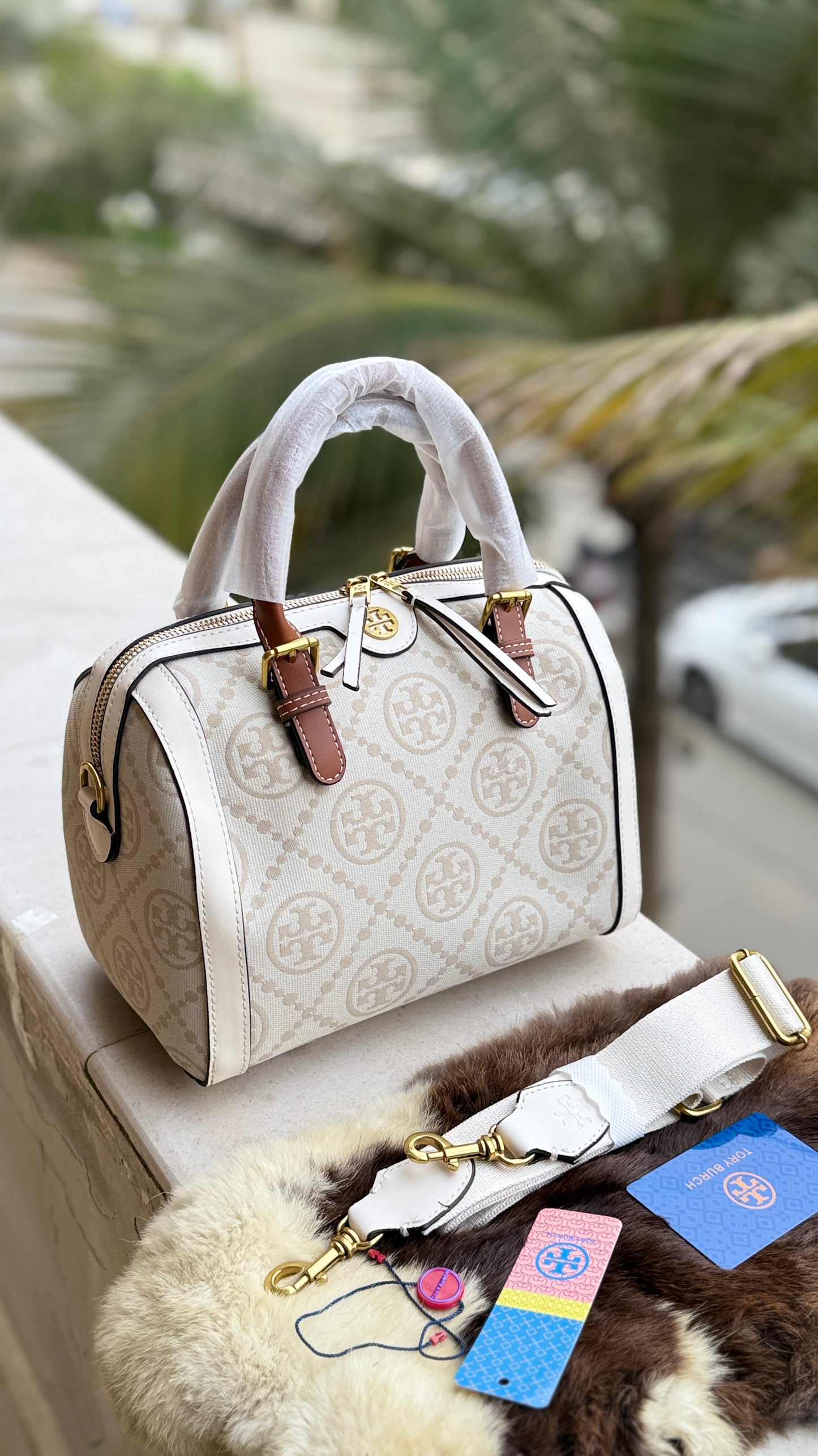 Tory Burch Petite T Monogram Jacquard Barrel Bag-Master Series.