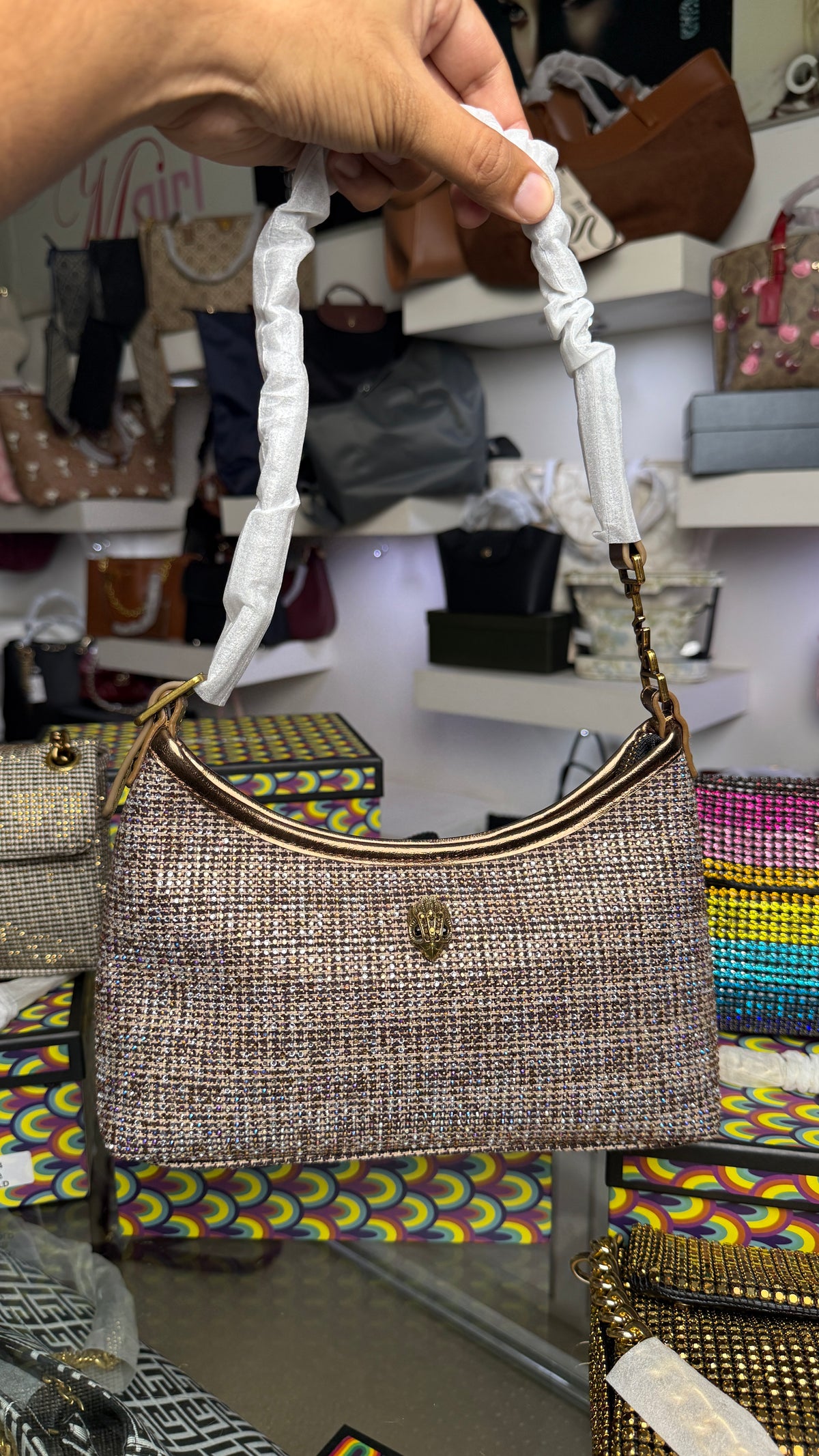 Kurt Geiger London crystal-embellished Shoulder Bag-With box