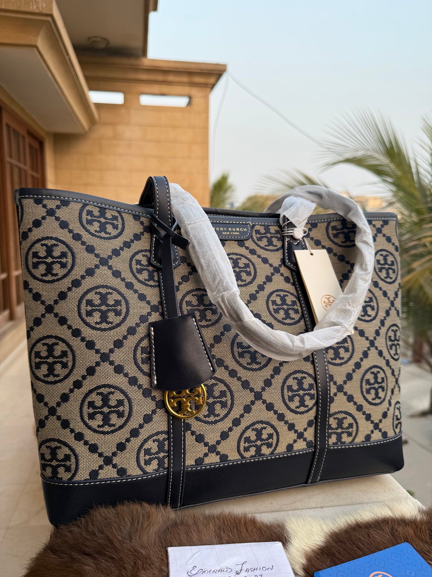 .Tory Burch Perry Monogram tote Navy Blue