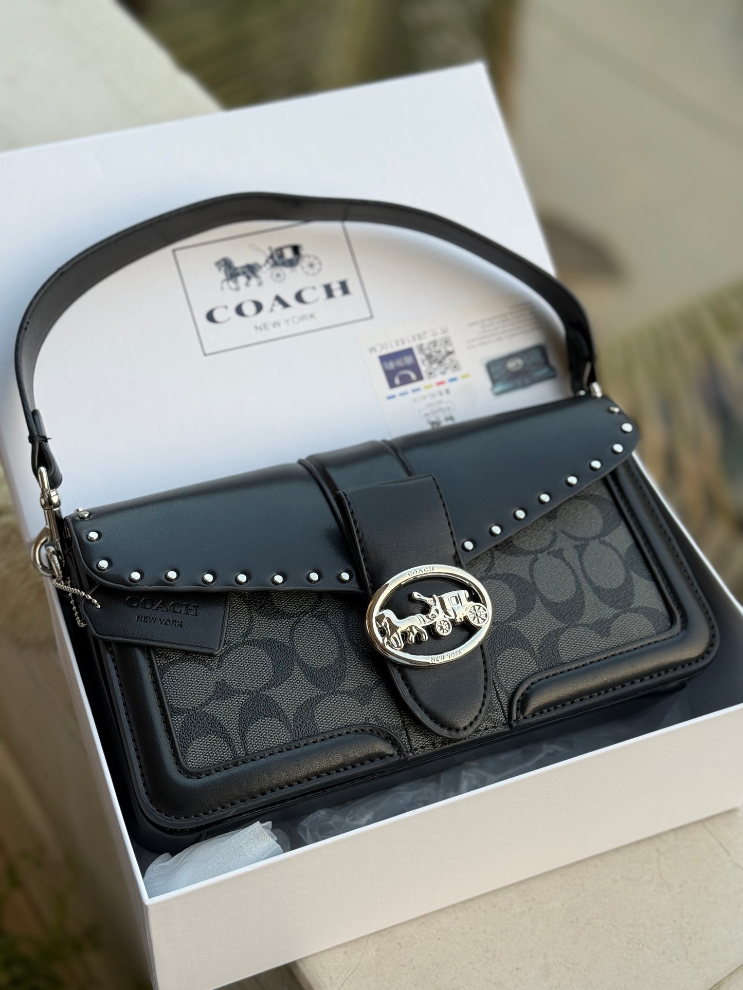 Coach Georgie Shoulder Bag In Signature Canvas With Rivets-Same as original-Master Plus Series